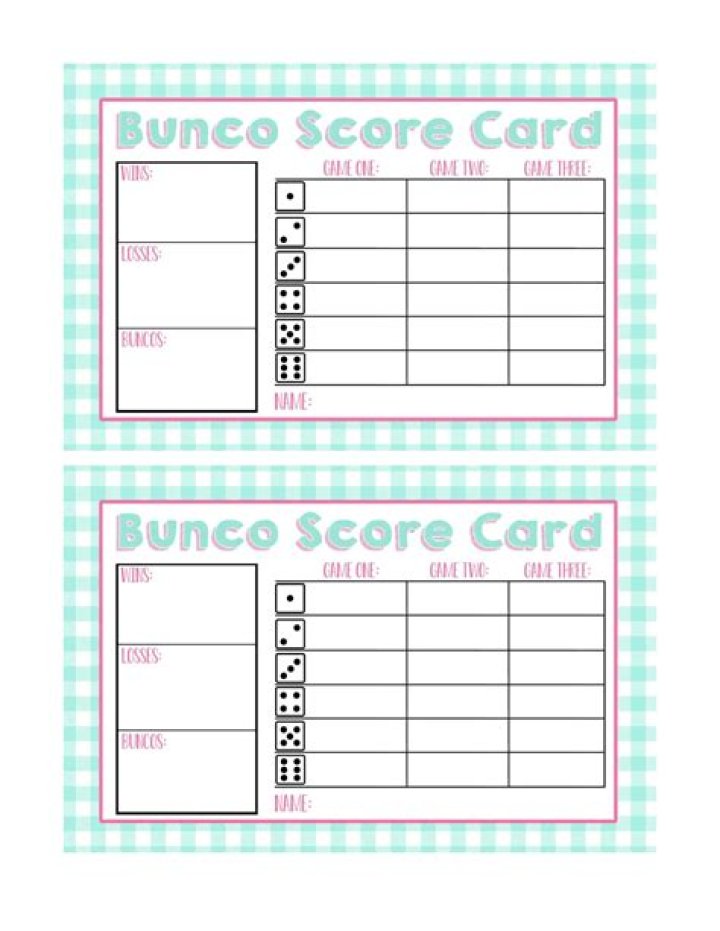 Printable Bunco Score Sheets PDF Free Download for Easy Game Tracking