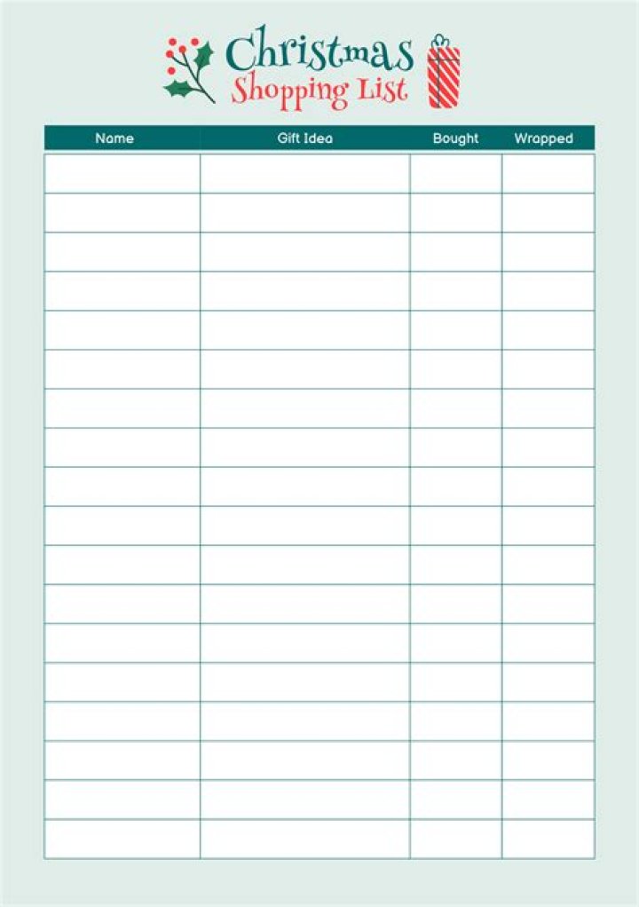 Printable Christmas Shopping List PDF for Easy Holiday Shopping
