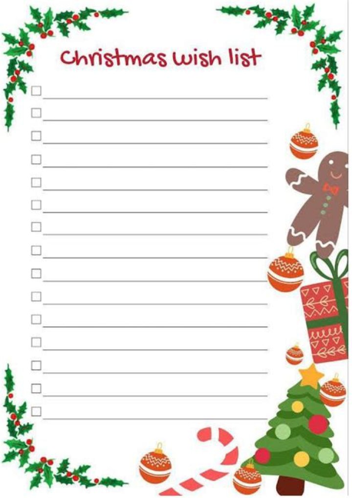 Printable Christmas Wish List PDF – Free Holiday Wish List Template