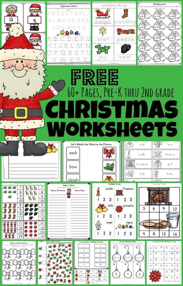 Printable Christmas Worksheets PDF for Kids and Teachers