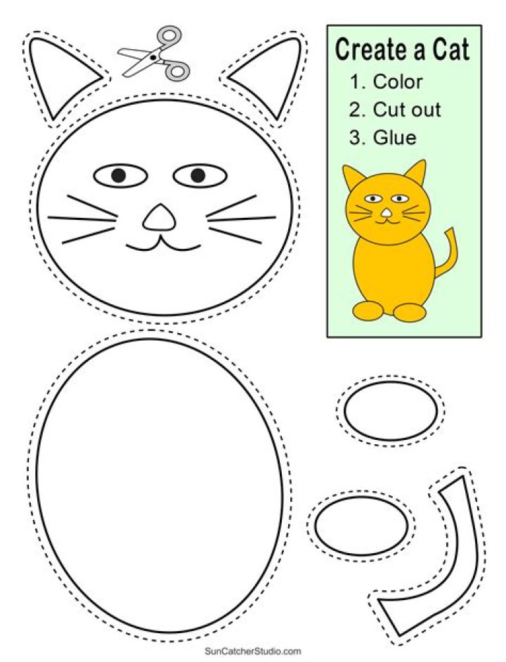 Printable Color Cut and Glue Worksheets PDF for Kids