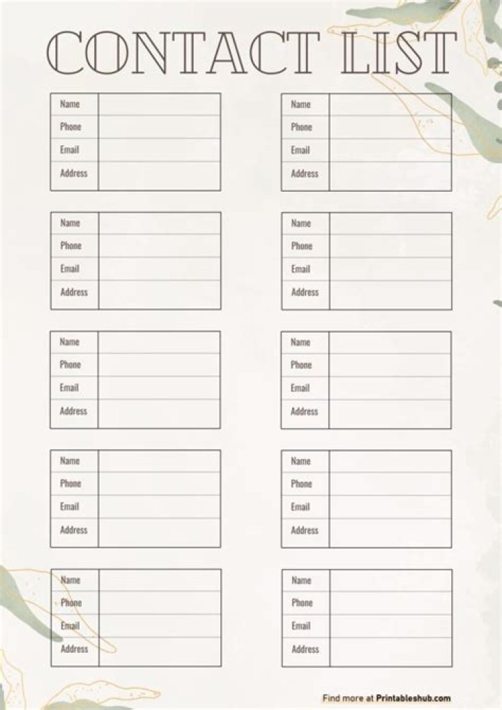 Download Printable Contact List PDF for Easy Sharing