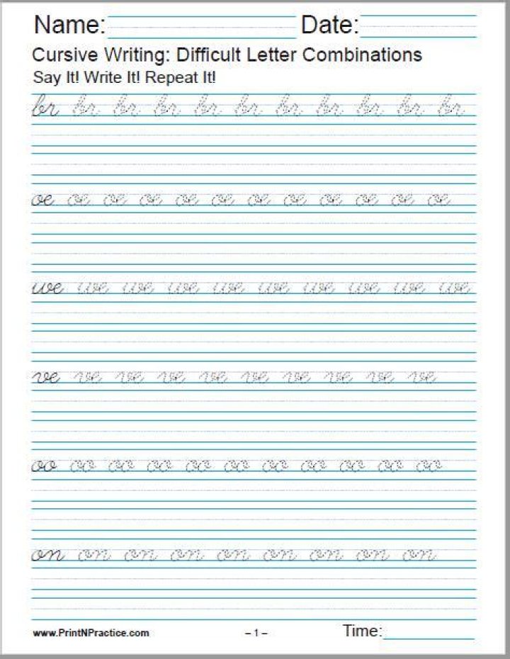 Free Printable Cursive Writing Worksheets PDF for Instant Download