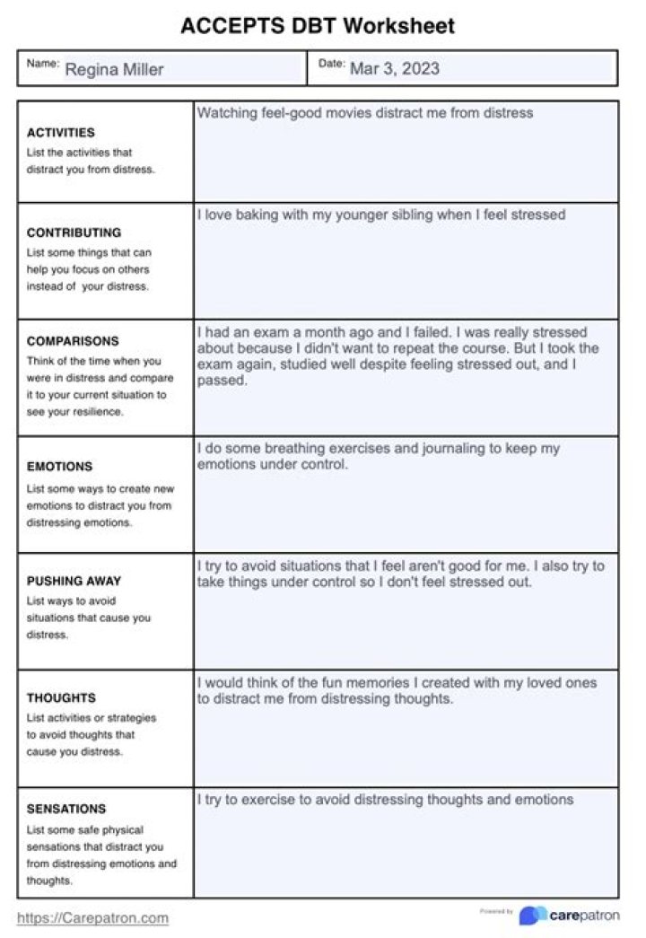 Printable DBT Worksheets PDF for Free Download