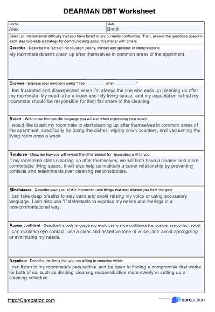 Printable Dear Man DBT Worksheet PDF – Easy Self-Help Tool