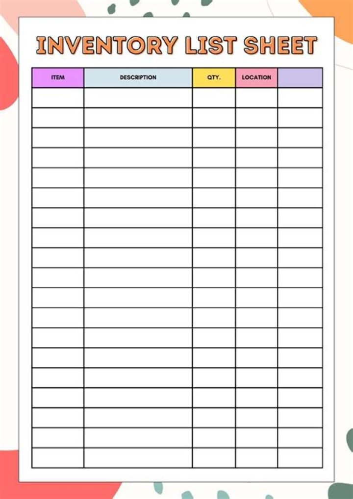 Download Printable Inventory Sheet PDF for Easy Stock Management