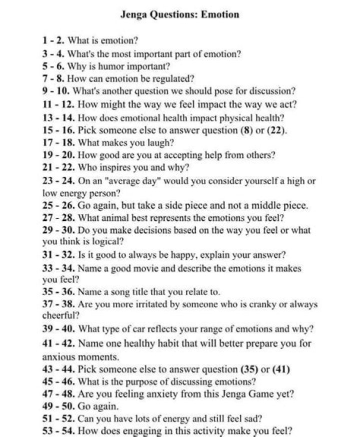 Printable Jenga Questions PDF for Fun Family Games