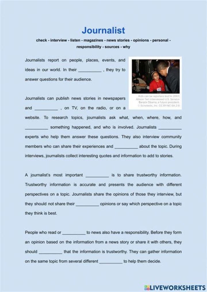 Free Printable Journalism Worksheets PDF for Students & Educators