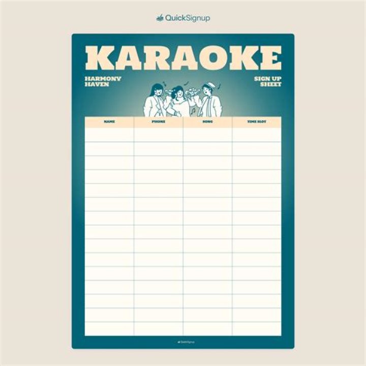 Printable Karaoke Sign-Up Sheet PDF for Easy Karaoke Nights