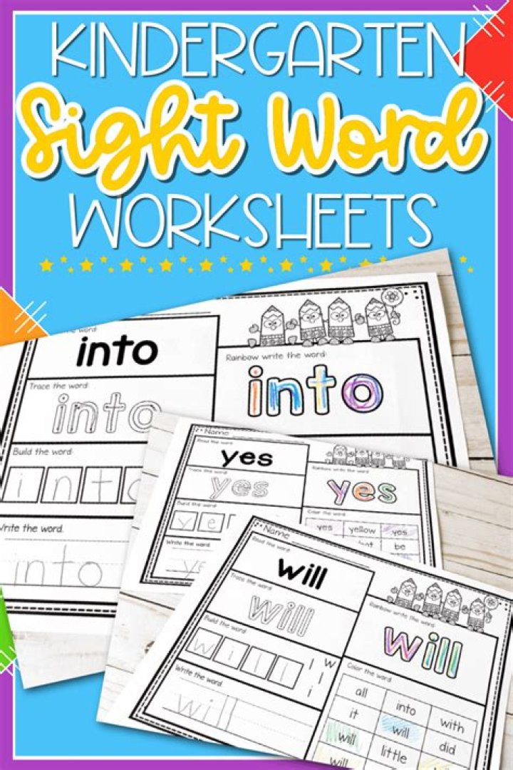 Printable Kindergarten Sight Words Worksheets PDF – Free Download