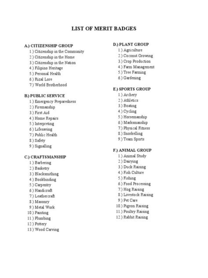 Printable List of Merit Badges 2022 – Download PDF