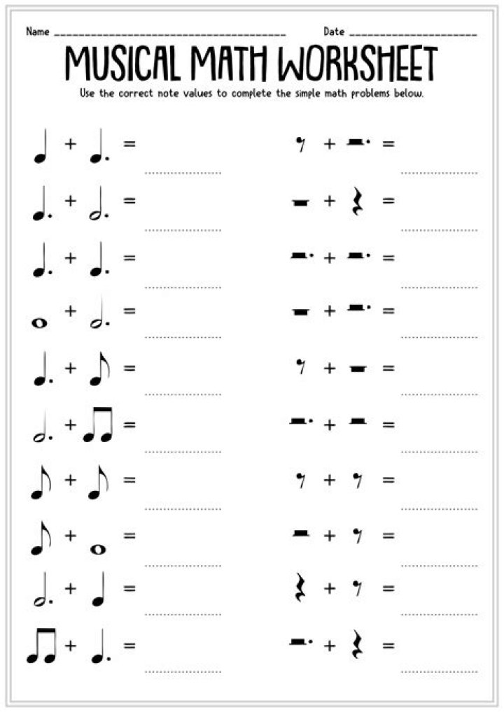 Printable Music Worksheets PDF for Home & Classroom Use