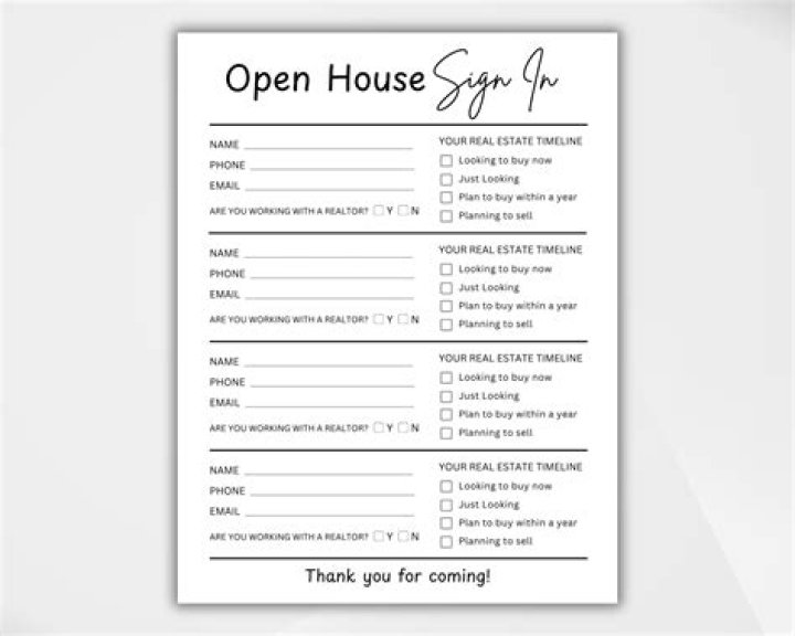 Printable Open House Sign-In Sheet PDF for Instant Guest Check-In