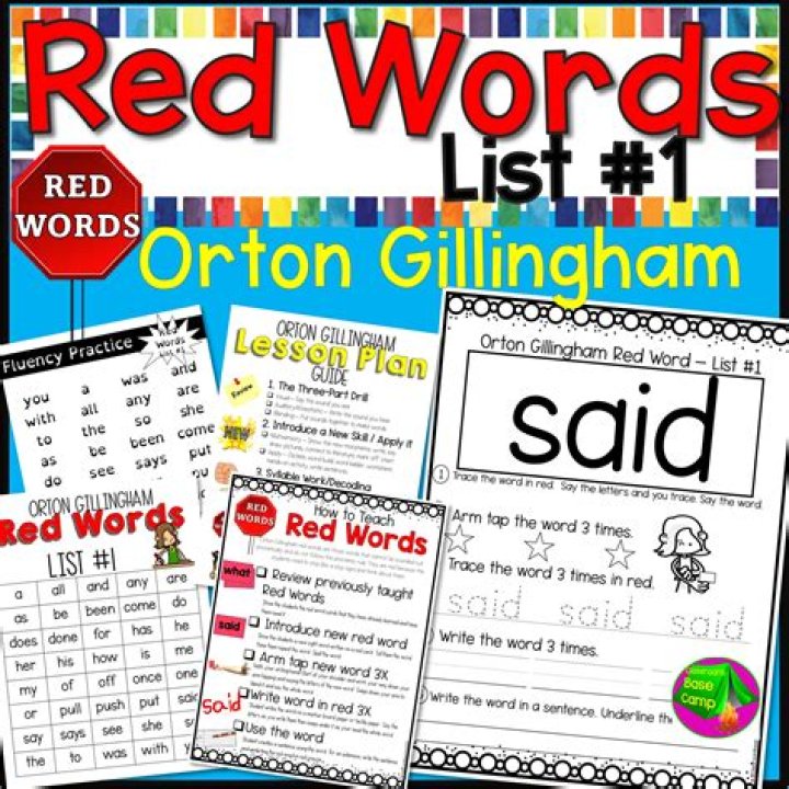 Printable Orton Gillingham Red Words List PDF for Easy Reading