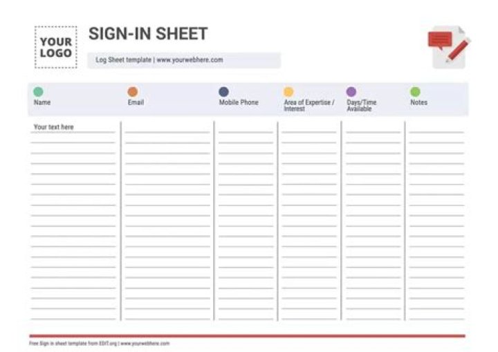 Printable PDF Sign-In Sheet Template for Easy Workplace Check-In