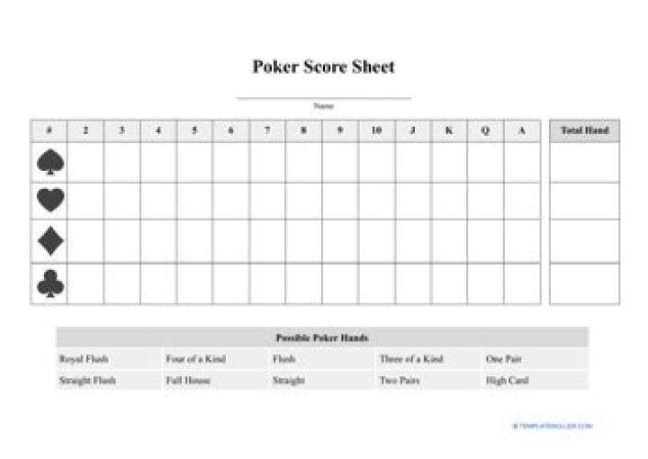 Printable Poker Run Score Sheet PDF – Free Download