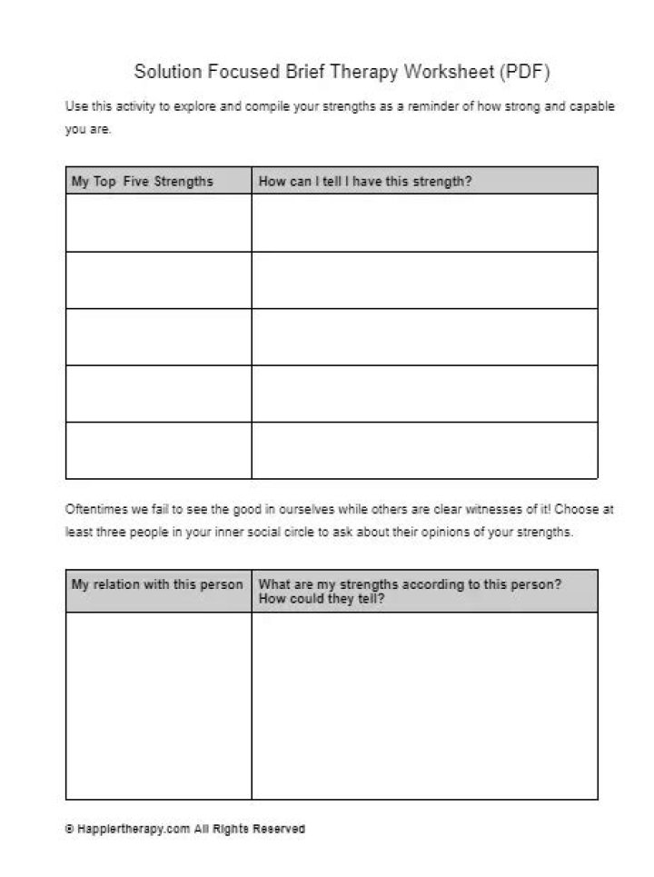Printable Solution Focused Therapy Worksheets PDF for Mental Wellness
