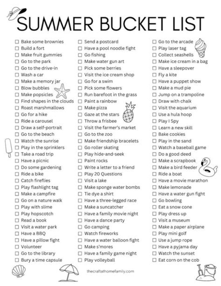 Printable Summer Bucket List PDF – Download Your Free Summer Adventure Checklist