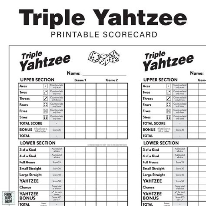 Printable Triple Yahtzee Score Sheets PDF – Perfect for Easy Scoring