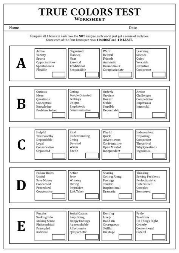 Download Printable True Colors Personality Test PDF – Instant Self-Discovery