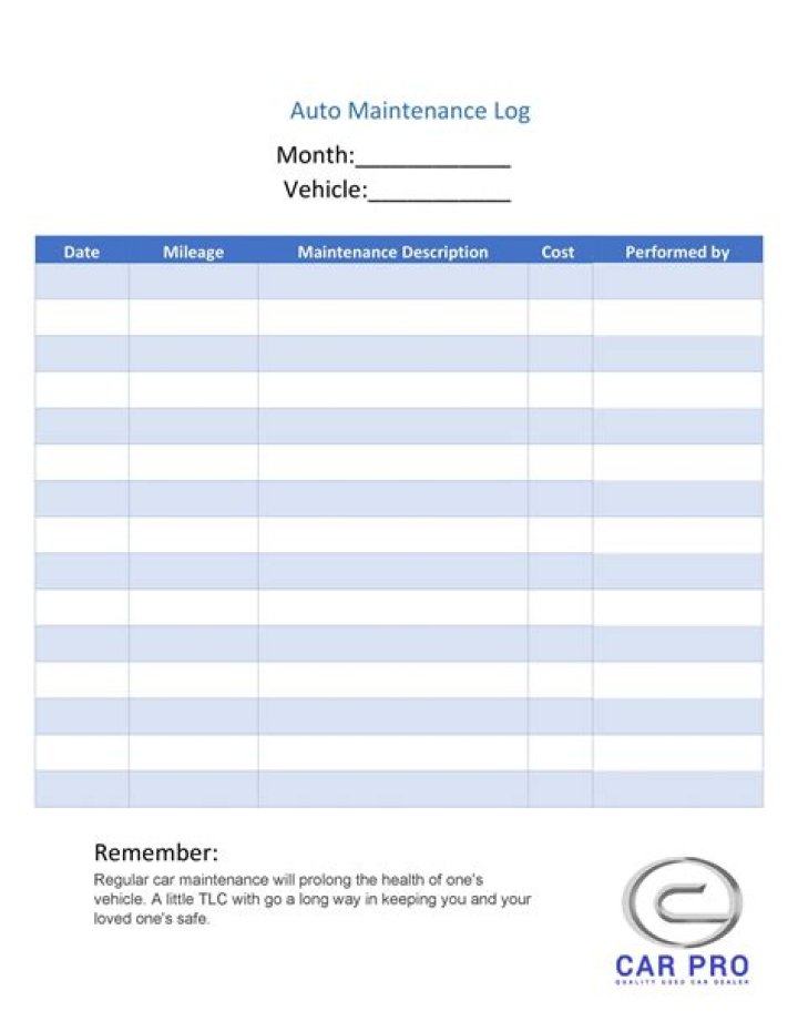 Printable Vehicle Maintenance Log Sheet PDF – Download for Easy Tracking