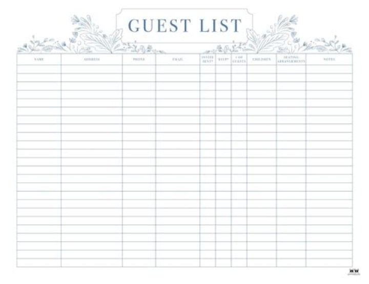 Printable Wedding Guest List PDF – Free Download