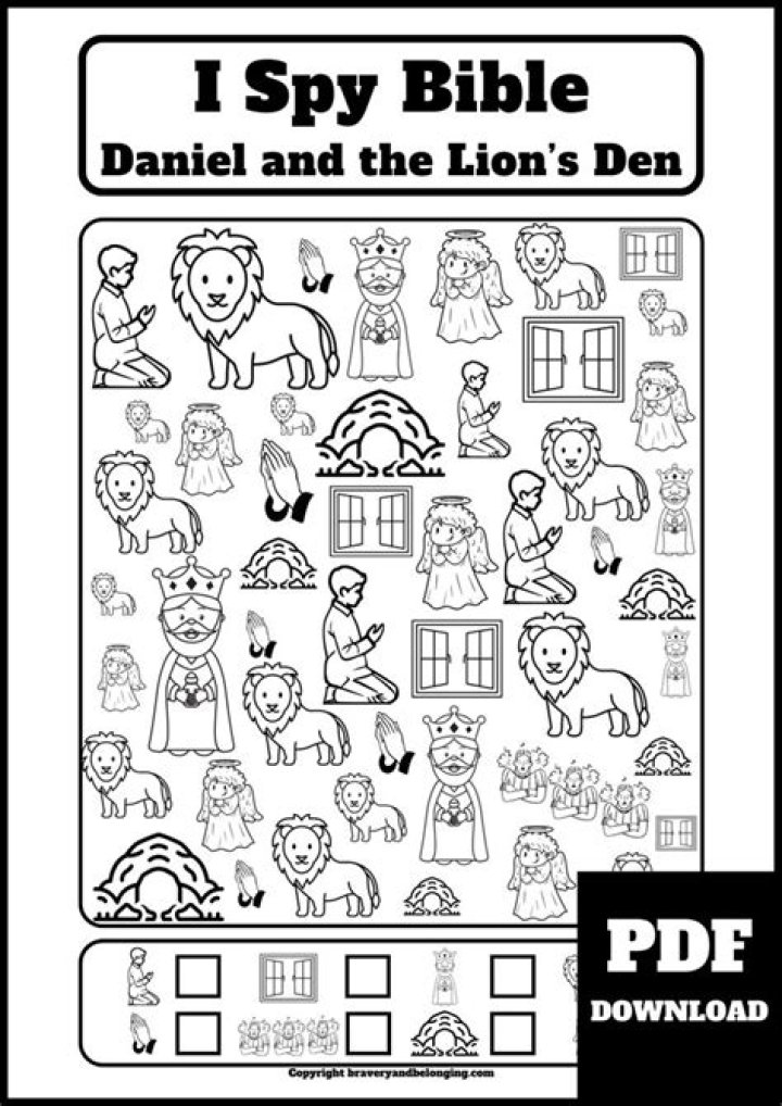 Printable Daniel and the Lions Den Worksheets PDF for Kids