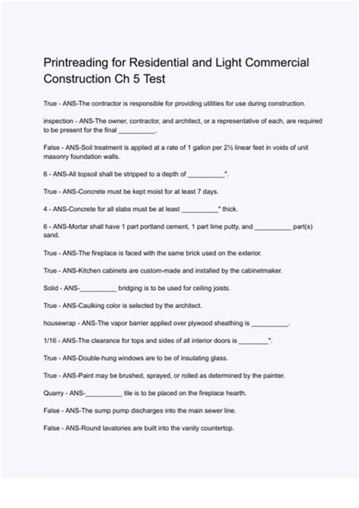 PrintReading for Residential Construction 6th Edition Answer Key PDF