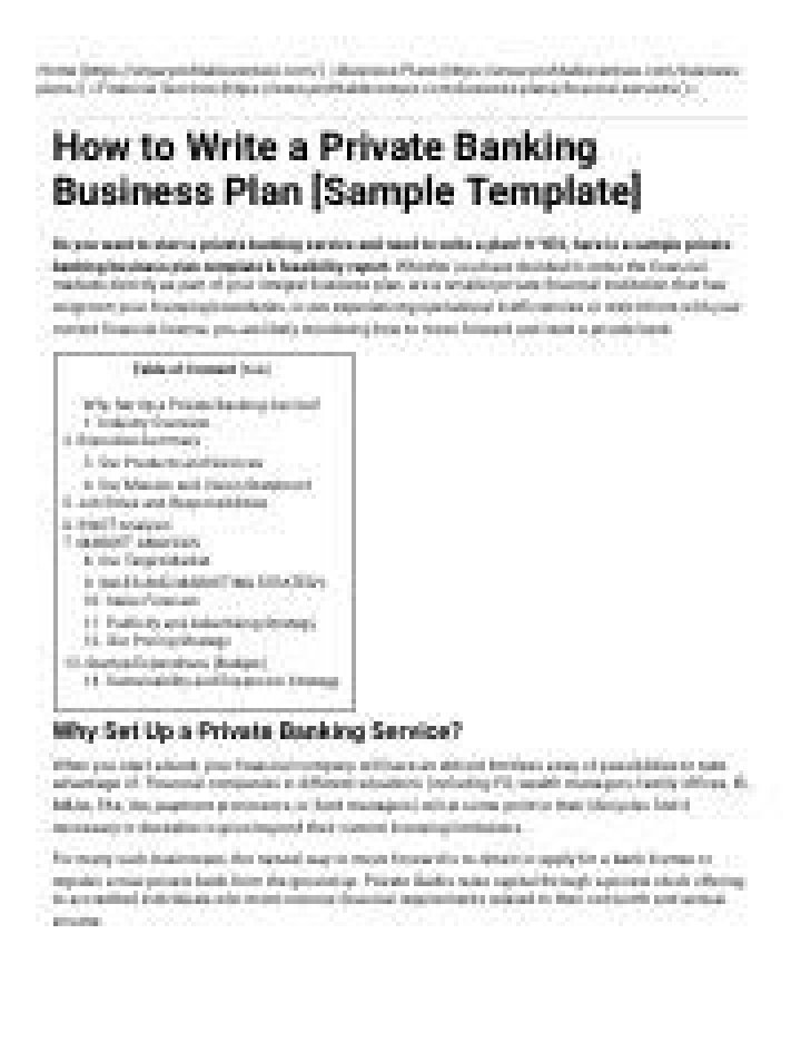 Private Banking Business Plan PDF: Full Blueprint for Success