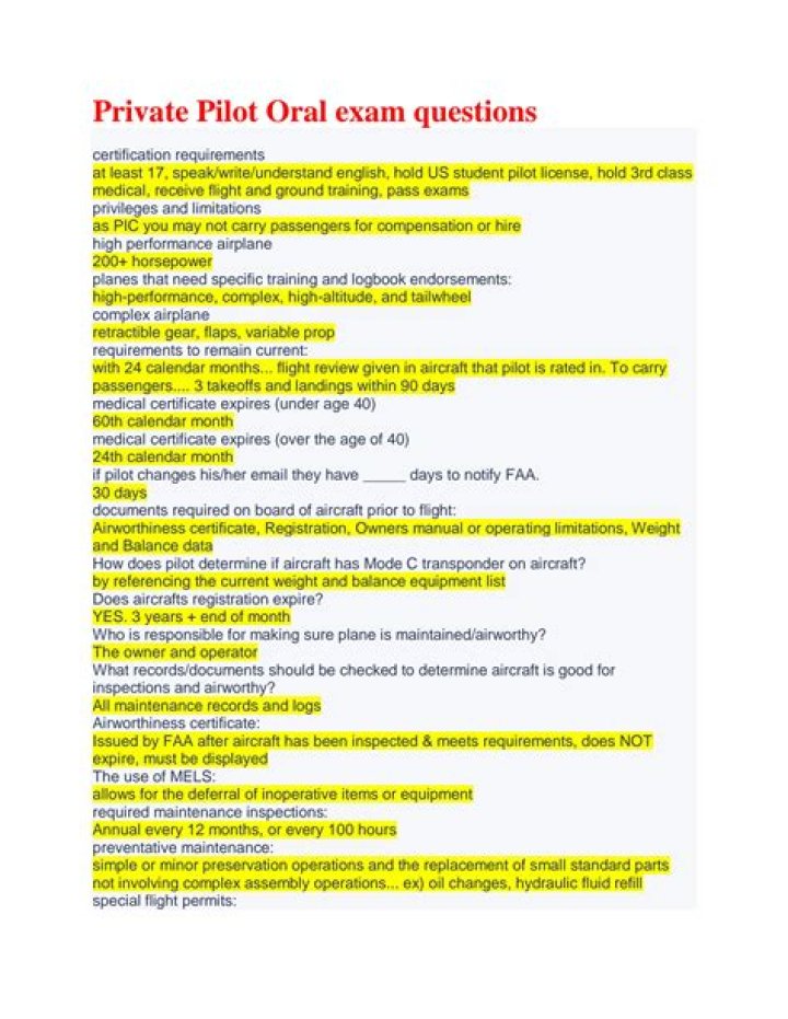 Private Pilot Oral Exam Questions & Answers PDF