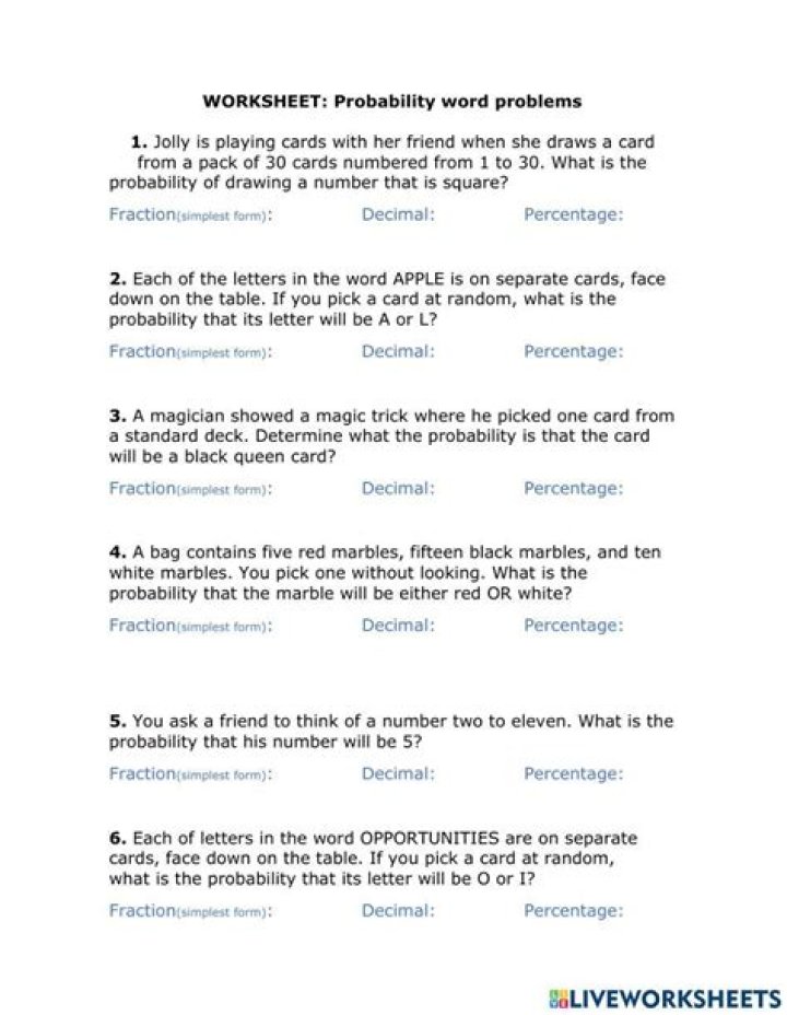 Probability Word Problems with Solutions and Answers PDF – Step-by-Step Guide