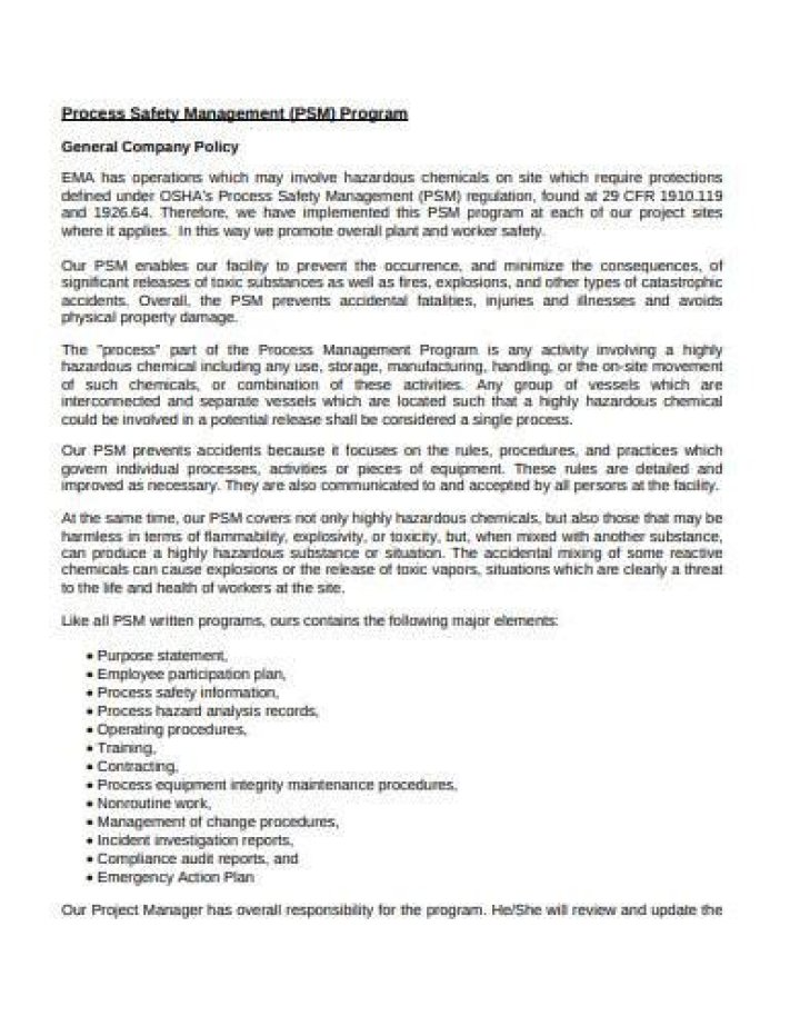 Process Safety Management Program PDF: Essential Compliance Guide