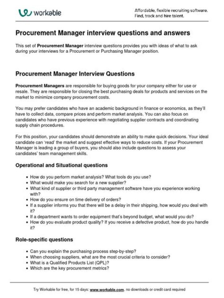 Procurement Interview Questions and Answers PDF for Success
