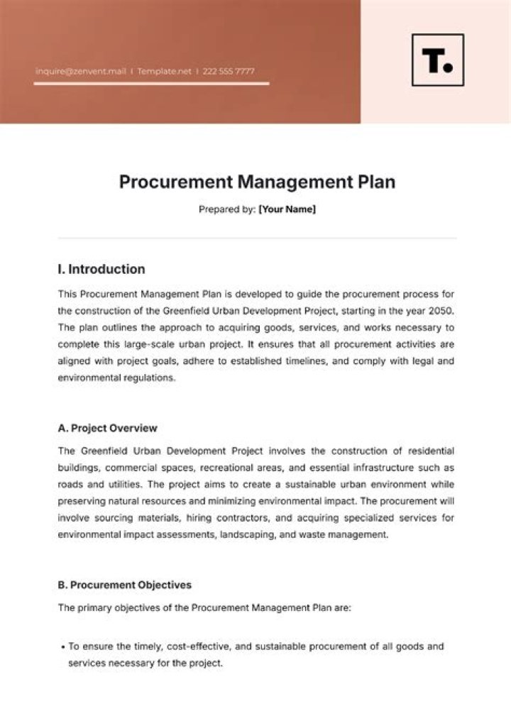 Procurement Management Plan for Construction Projects PDF