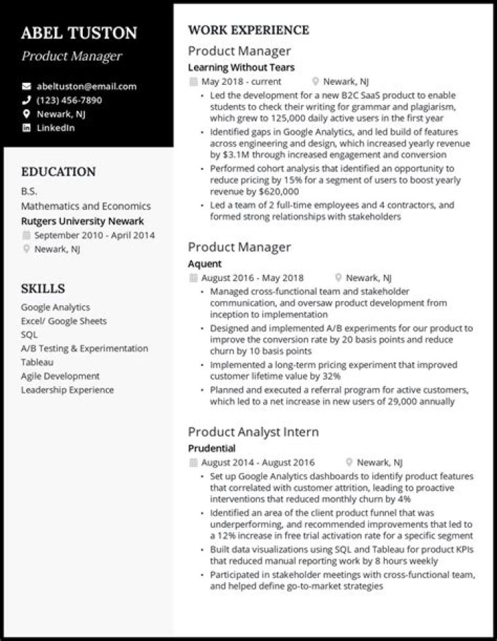 Product Manager Resume PDF Template & Guide
