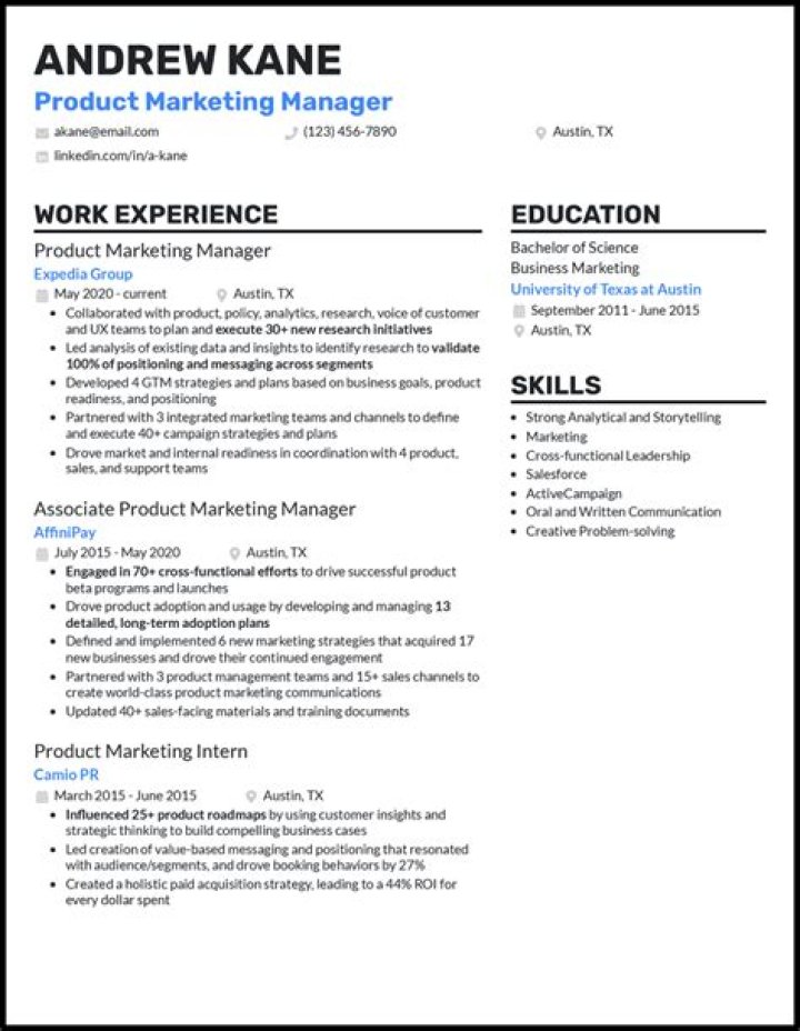 Product Marketing Manager Resume PDF Template & Guide