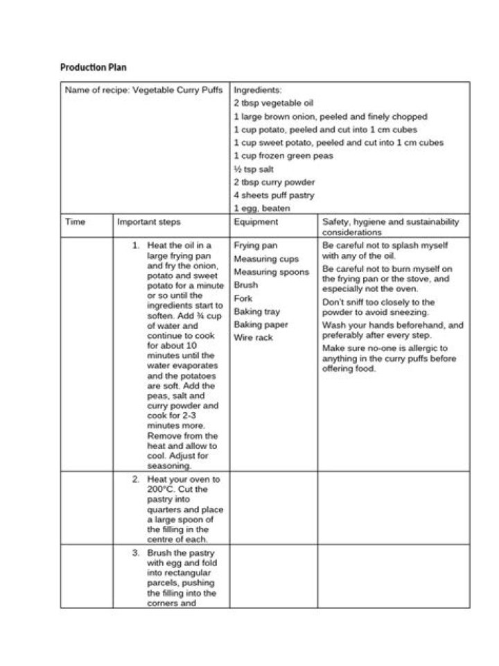 Production Plan Example PDF Template for Efficient Manufacturing