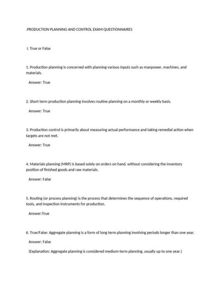 Production Planning and Control Q&A PDF: Expert Answers for Operators