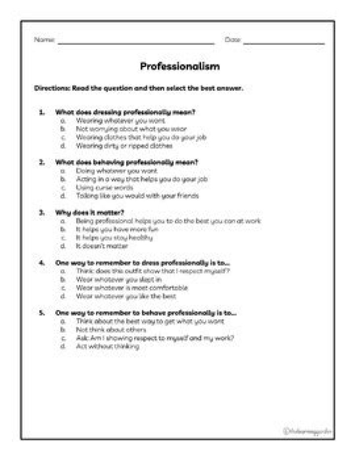 Professionalism Worksheet PDF: Boost Workplace Excellence