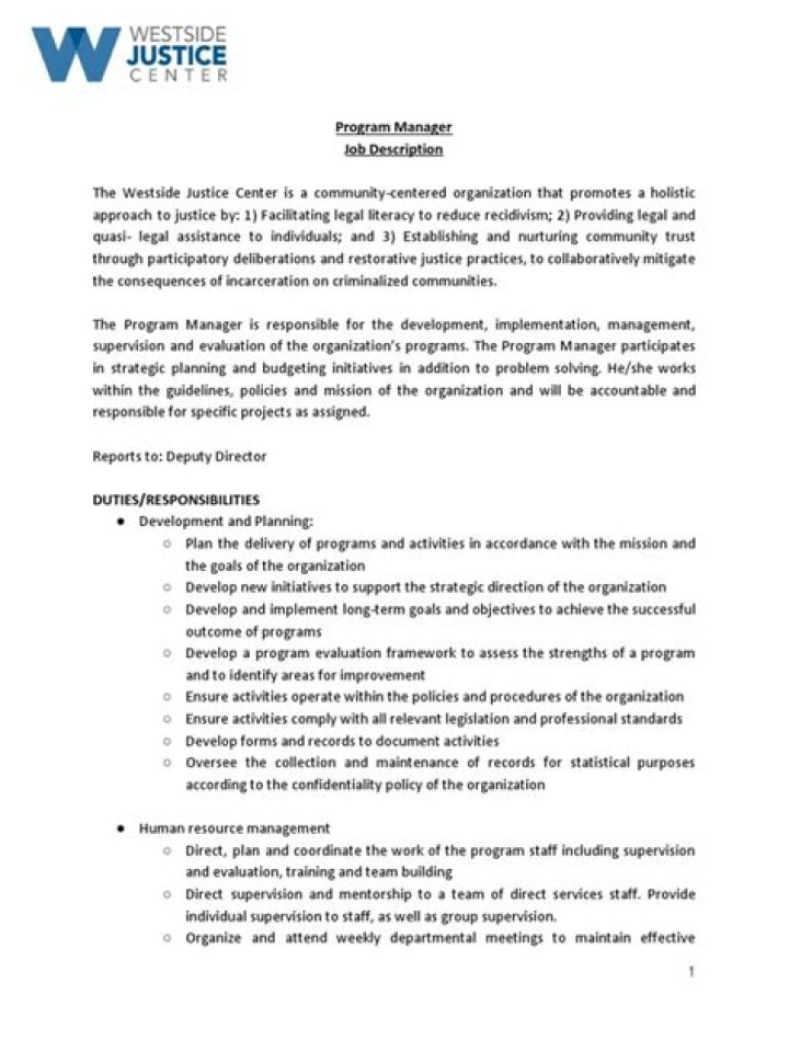 Program Manager Job Description PDF – Complete Guide