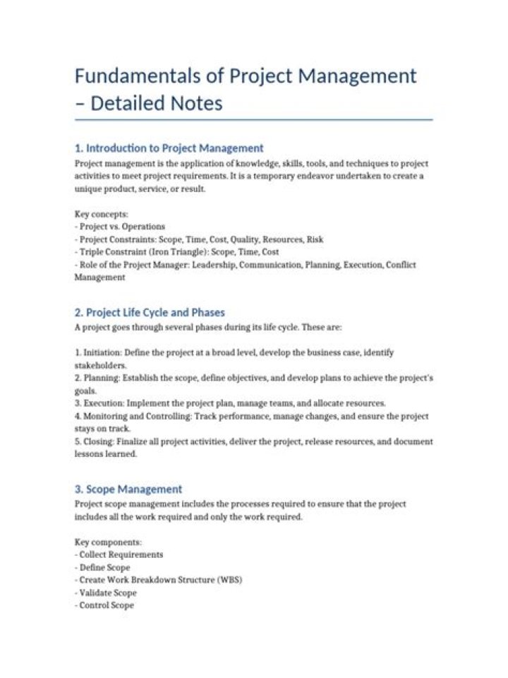 Top Project Management PDF Notes for BBA Students