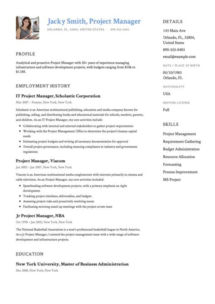Project Manager CV PDF: Professional Resume Template for Leaders