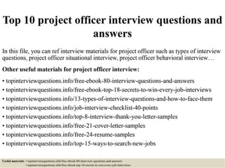 Project Officer Interview Questions and Answers PDF Guide