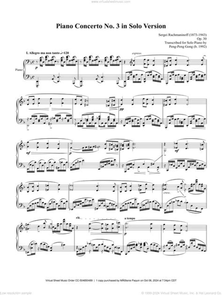Prokofiev Piano Concerto No. 3 Sheet Music PDF – Download Free Digital Score
