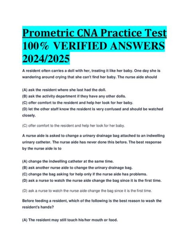 Free Prometric CNA Practice Test PDF for Success