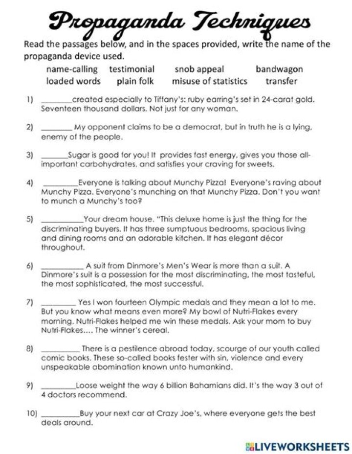 Propaganda Techniques Worksheet PDF: Analyze & Master Manipulation Tactics