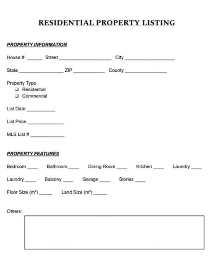 Download Free Property Listing Form PDF Instantly