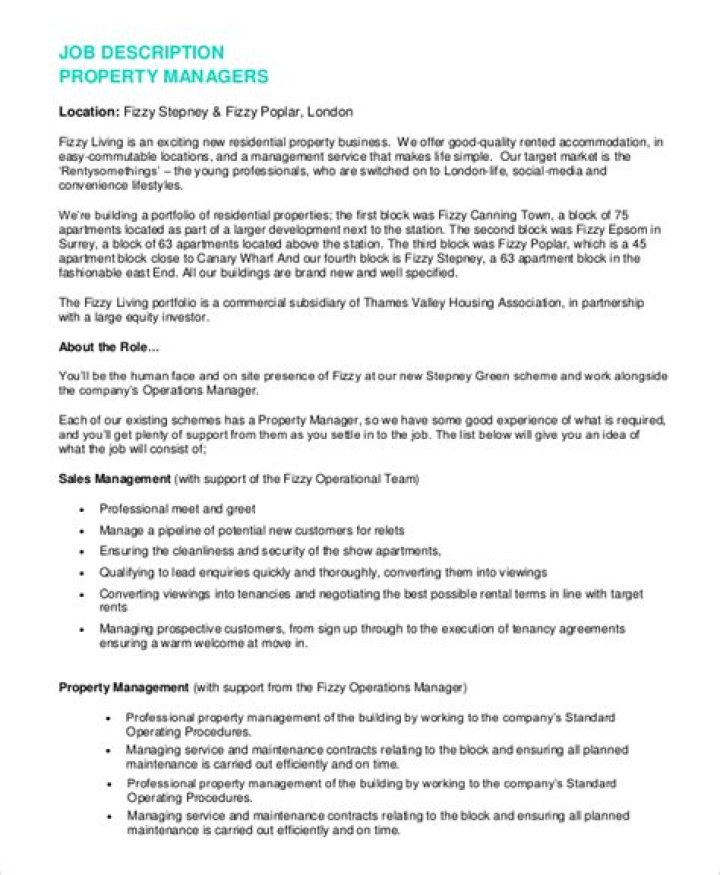 Property Manager Job Description PDF – Full Career Guide