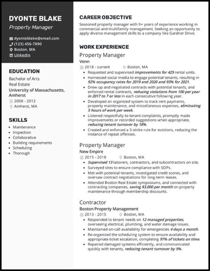Property Manager Resume Sample PDF – Stand Out to Employers