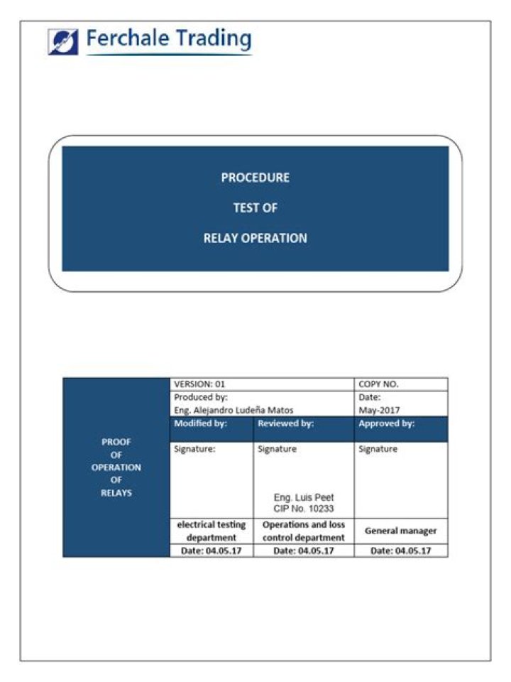 Essential Protection Relay Testing Procedure PDF Guide